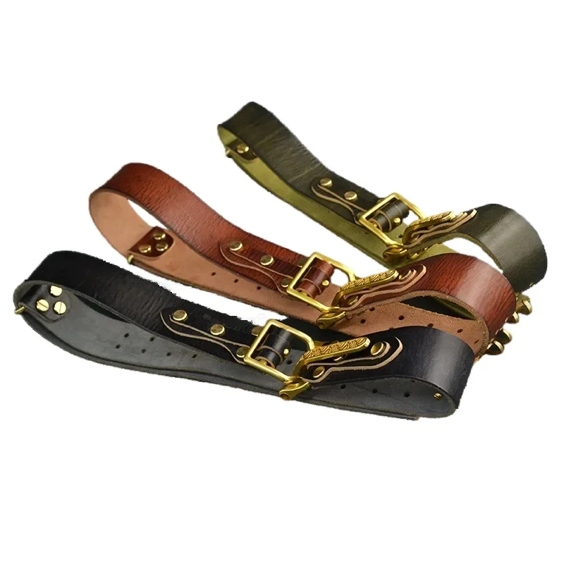 Purely handmade DIY cavalry belt youth men's belt first layer of cowhide genuine brass buckle head youth decorative belt