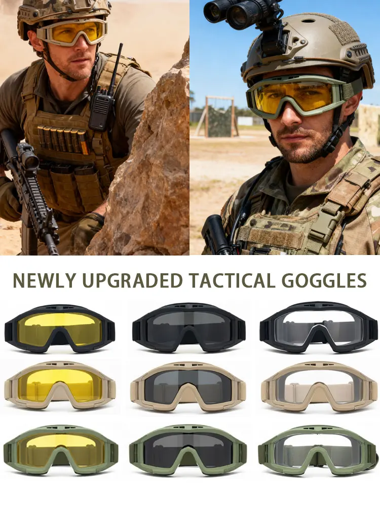 

JSJM New Tactical Goggles Airsoft Windproof Dustproof Shooting Motocross Motorcycle Mountaineering Glasses CS Safe Protection