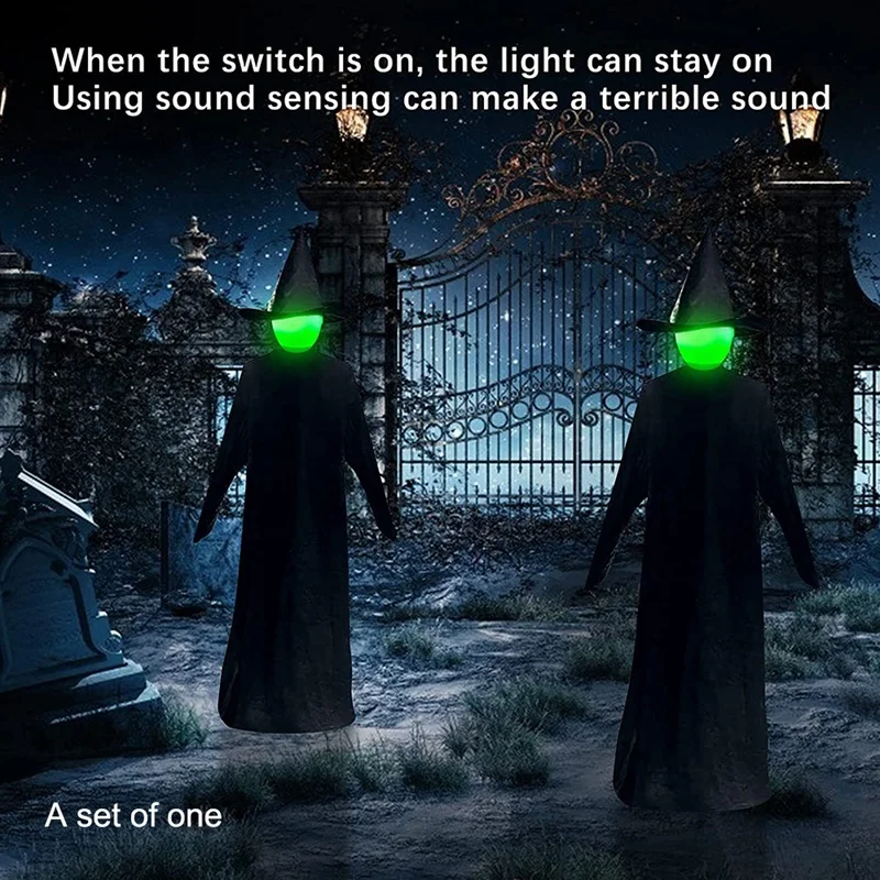 FULL-Holding Hand Creepy Witch ตกแต่งฮาโลวีน,น่ากลัวพร้อมเซ็นเซอร์เปิดใช้งานเสียงสําหรับตกแต่งฮาโลวีน Haunted House Prop