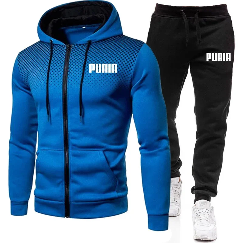 2023 nuovo inverno abbigliamento da uomo Set da uomo stampa felpa con cappuccio Set felpa con cerniera in pile pantaloni sportivi Casual tute da uomo