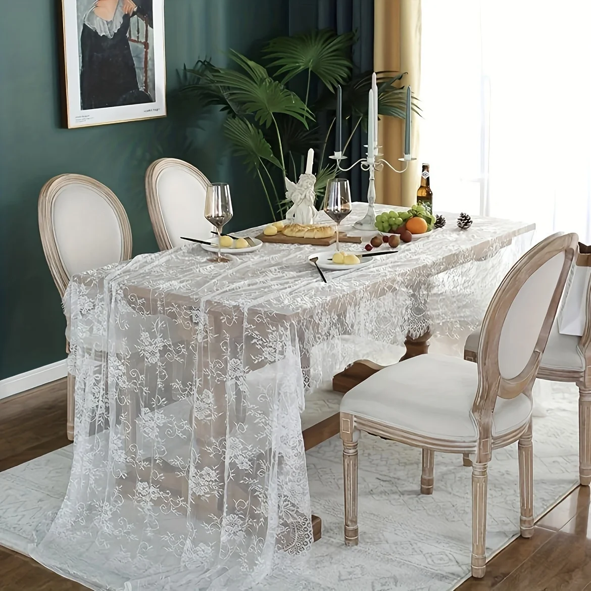 Tablecloth Lace 150*300cm Tablecloth Lace Decoration Hotel Wedding Party Catering Decoration Fabric Home Decoration Lace Tablecl