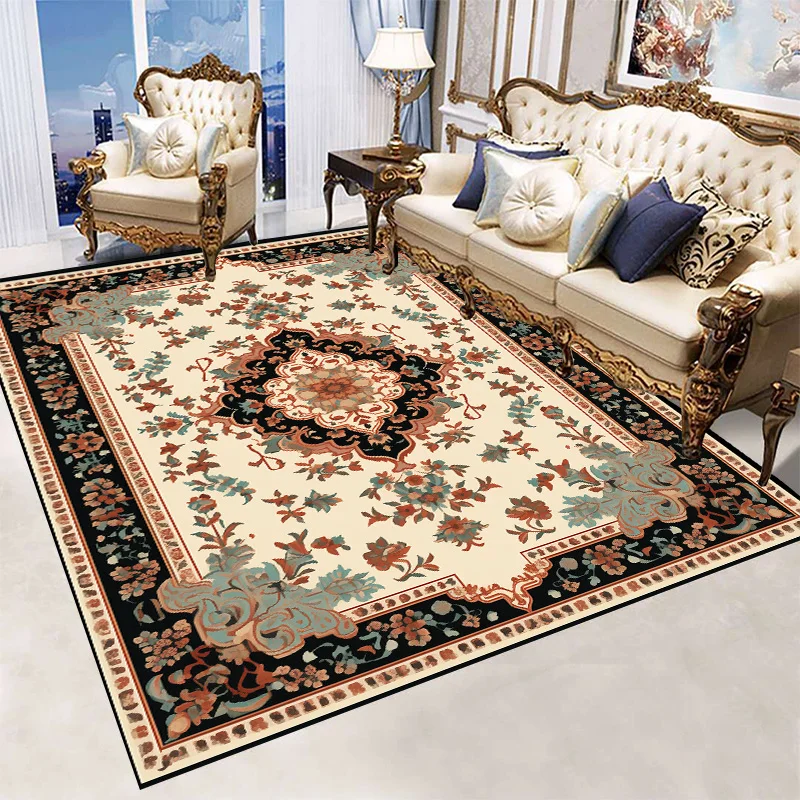 European Living Room Carpet Home Decoration Luxury Pattern Non-slip Floor Mat Sofa Coffee Table Bedroom Large Area Rug Washable