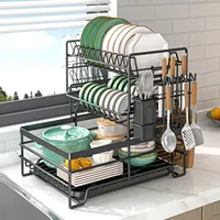 Dish Drying Rack 3 Tier Large Dish Drying Rack for Kitchen Counter with Drainboard Stainless Steel Drainer for Cup