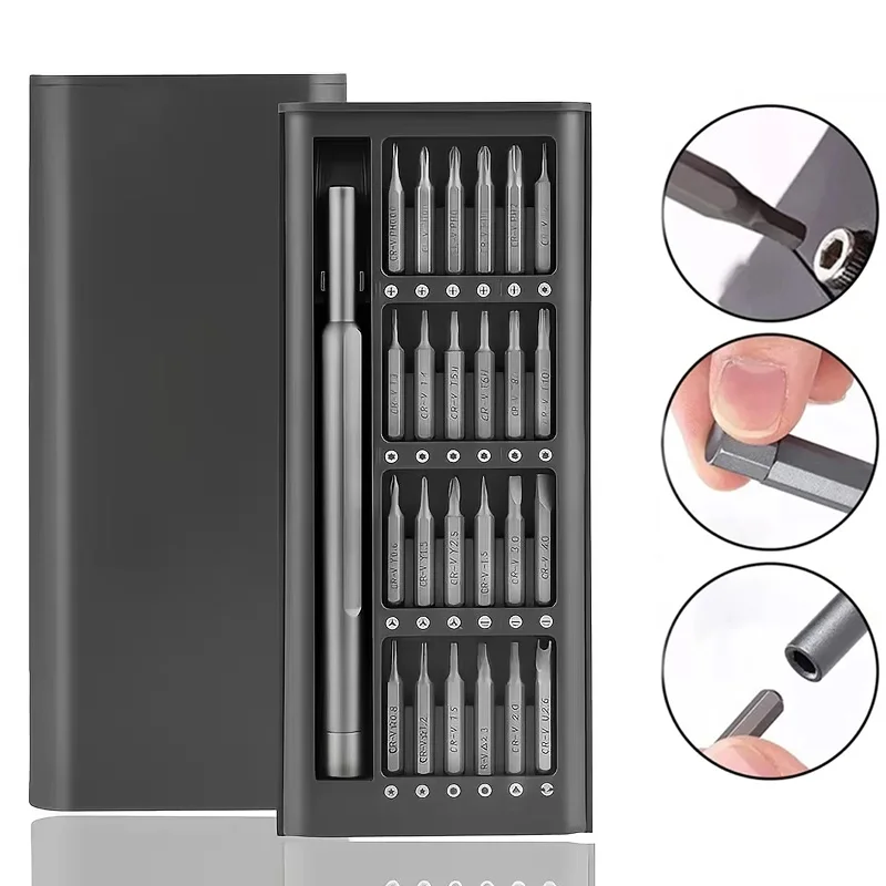 25 In 1 Precision Screwdriver Set Mini Magnetic With 24 Pcs Screwdriver Bit Small Repair Hand Tool Kit For iPhone/PC/Came/Tablet