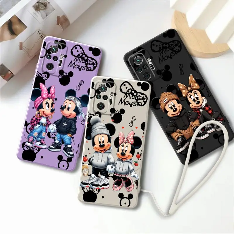 Disney Mickey Minnie Mouse Phone Case for Vivo Y36 Y35 Y50 Y51 Y31 Y21 2021 Y22 2022 Y22S Y20S Y20 Y17 Y15S Square Liquid Cover