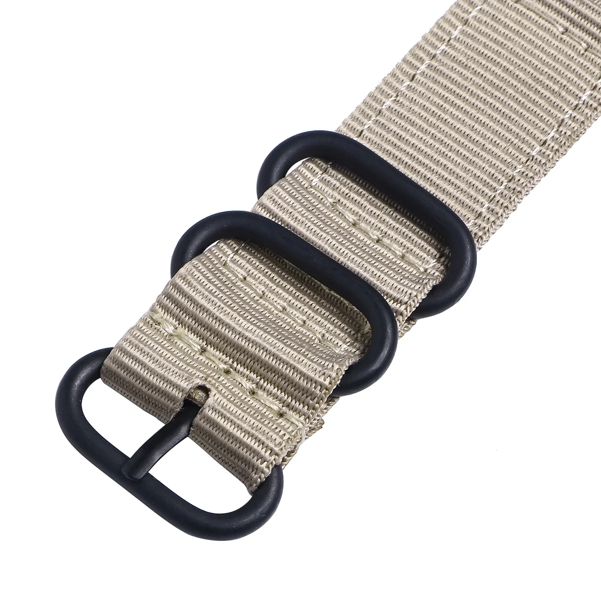 

22mm Nylon Watch Strap Durable Breathable Wristband for Sports Fitness Climbing Swimming Diving Khaki Black Buckle