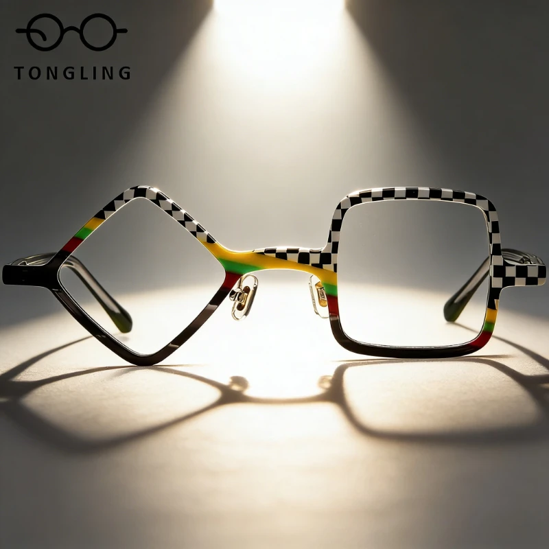 

2026 Fashionable Women Frosted Composite Square High-Quality Acetate Men Spectacle Frame Can Be Paired With Prescription Lenses