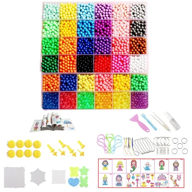 9000pcs Magic Beads Cuenta Refills puzzles Crystal DIY water spray set  games 3D handmade Manualidades toys for girls Kids Boys