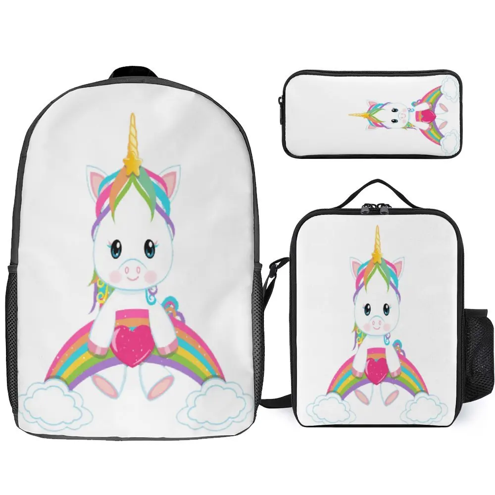 Mochila divertida De UNICORNIO 3 en 1, bolsa De almuerzo De 17 pulgadas, bolso De viaje, gráfico divertido, firme, acogedora