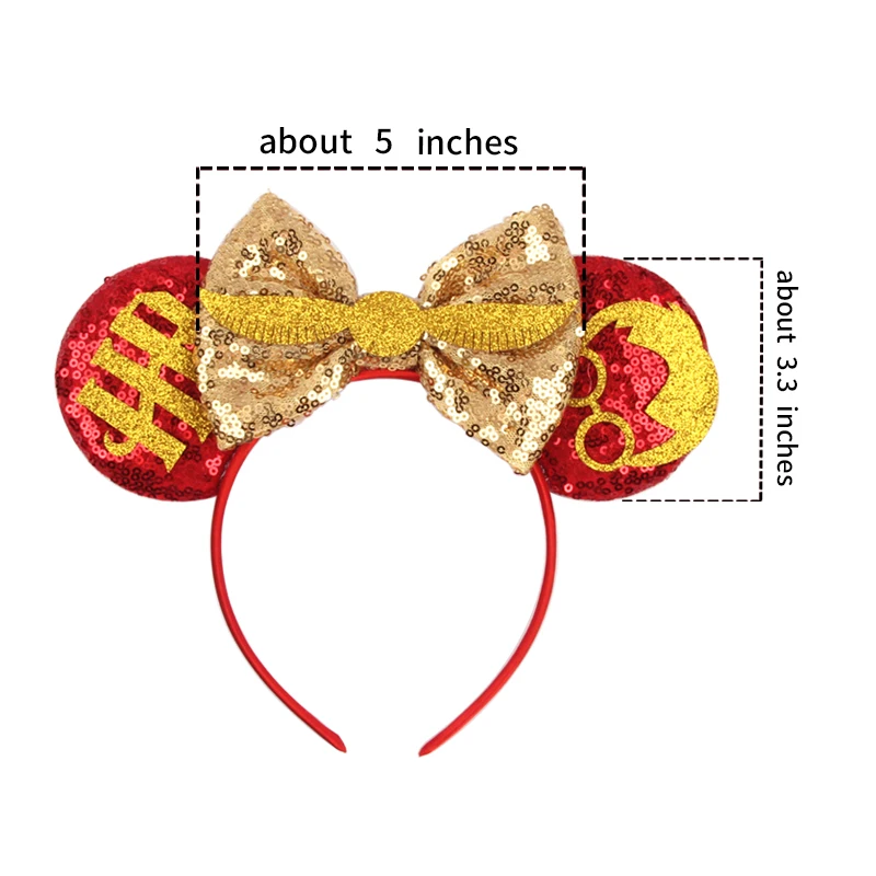 라이온 킹 귀 스팽글 보우 머리띠 여성용 스파클 마우스 귀 헤어 액세서리 생일 파티 코스프레 액세서리
