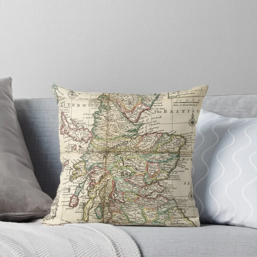 Vintage Map of Scotland (1718) Throw Pillow pillowcases for sofa cushions Cushions For Sofa Pillowcase Pillow