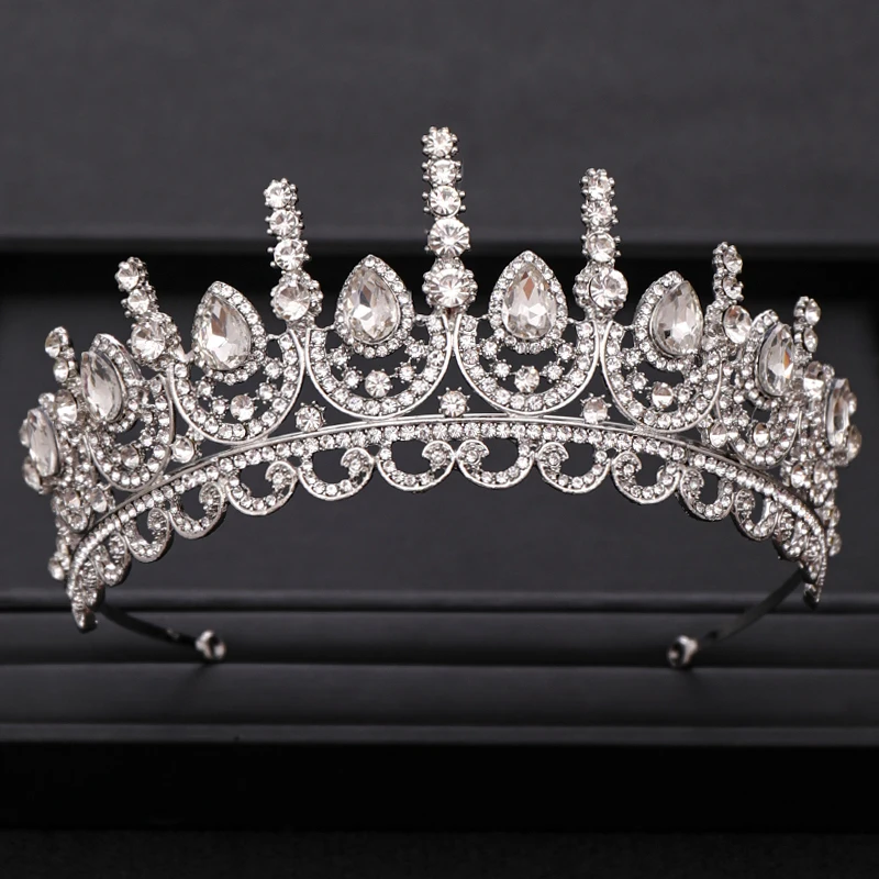 

Trendy Wedding Big Crown Hair Accessories Rhinestone Crystal Crown Silver Color Bride Hair Accessories Jewelry Wedding Crown