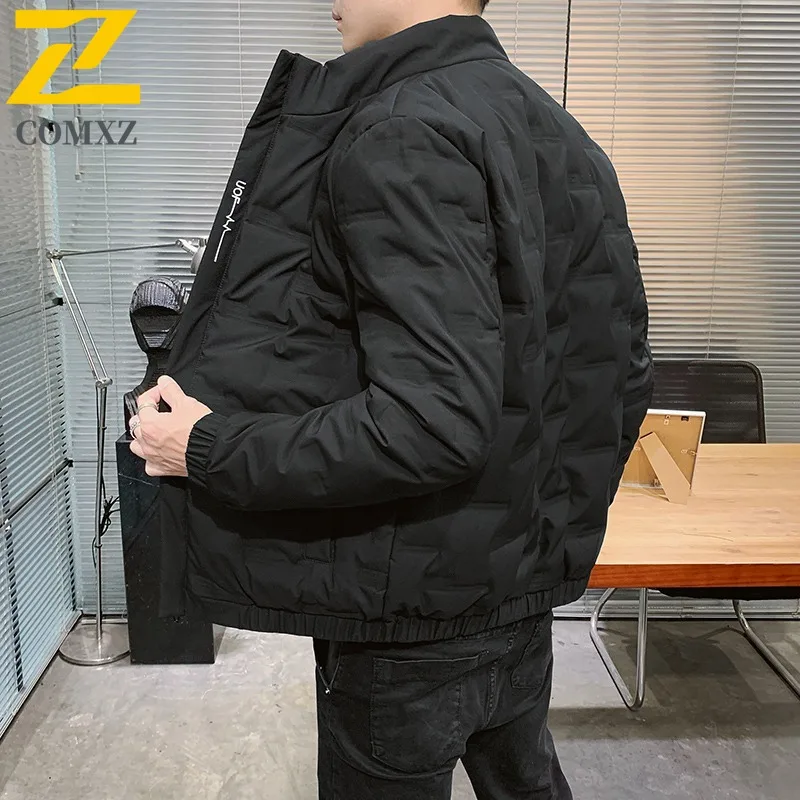 COMXZ Down Jacket Thickened Windproof Warm Stand Collar Outdoor Skiing Puffer Jacket Street Versatile Winter Jacket Men Clothing
