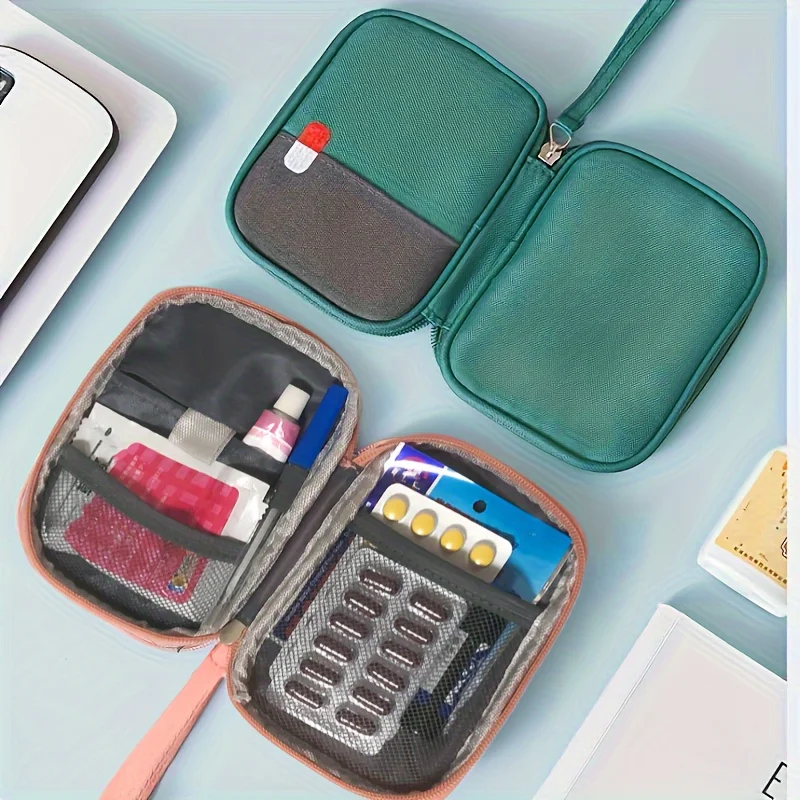 Mini-Medizin-Organizer-Tasche, Erste-Hilfe-Set für den Außenbereich, tragbarer Reise-Aufbewahrungsbeutel, Notfall-Medizintasche, Zubehör und Vorräte