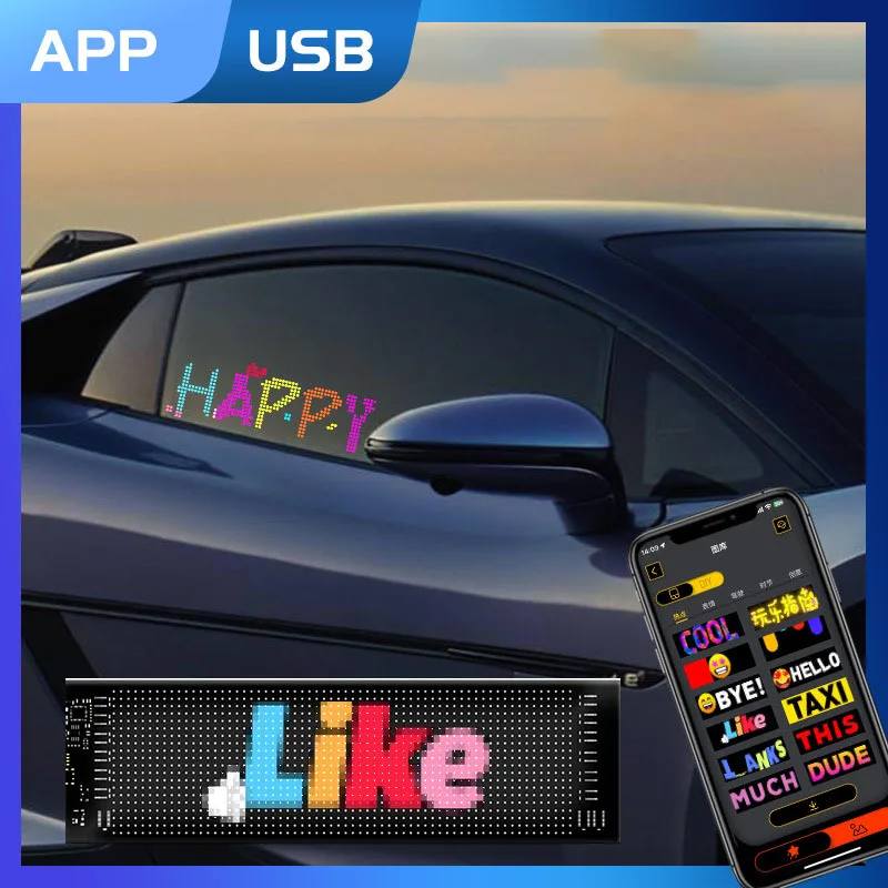 Ultra Thin And Flexible Usb Car Diy Pixel Screen, Automotive Electronic Led Car Sticker Mobile Billboard With Remote Control