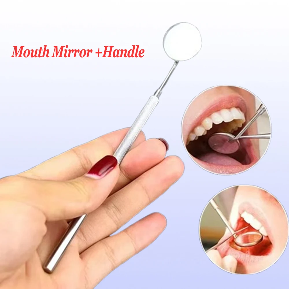 

Stainless Steel Dental Mirror with Handle - Oral Hygiene Instrument Dental Pick - Professional Dentist Tool for Lab Use