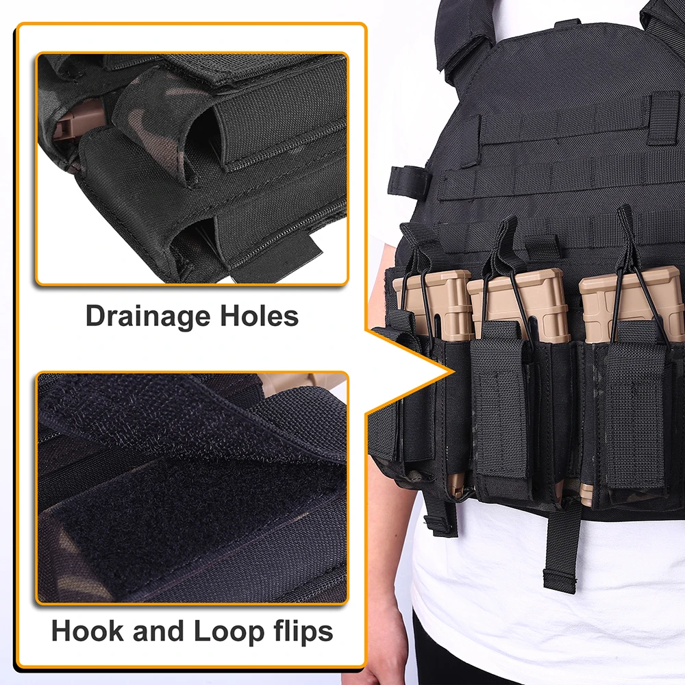 Tactical Molle Magazine Pouch Tactical Pouch Single/Double/Triple Rifle Pistol Mag Pouch 2-Layer Cartridge Holder for M4 M14 M16