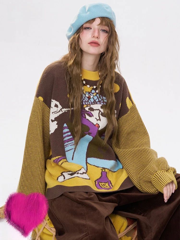 

Оригинальный трикотаж Fairy ket Thiened, женский дизайн, теплая внутренняя одежда в стиле ретро, круглый Ne Long Sve, свободный крой