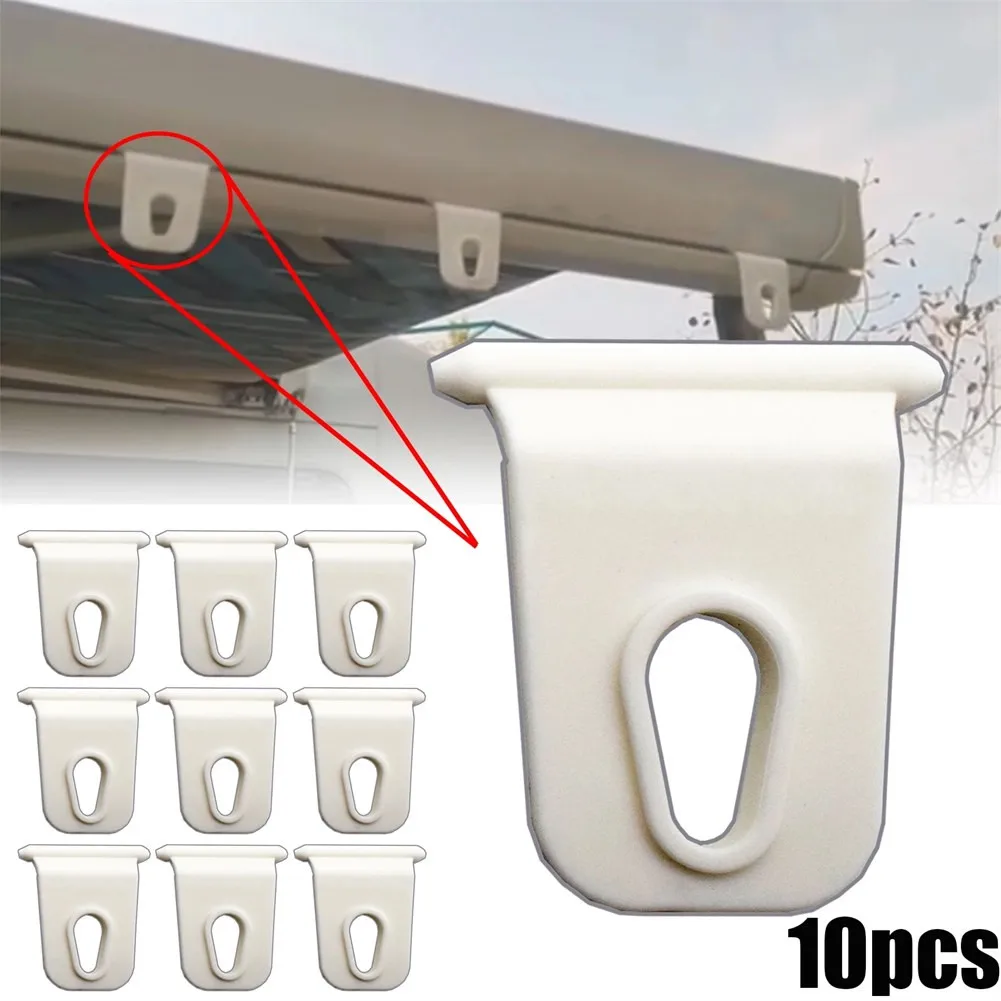 10Pcs White Universal Awning Clothes Hook Racks-Set For RV Camper Caravan Party Light Holder RV Awnning Hook Tool Accessories