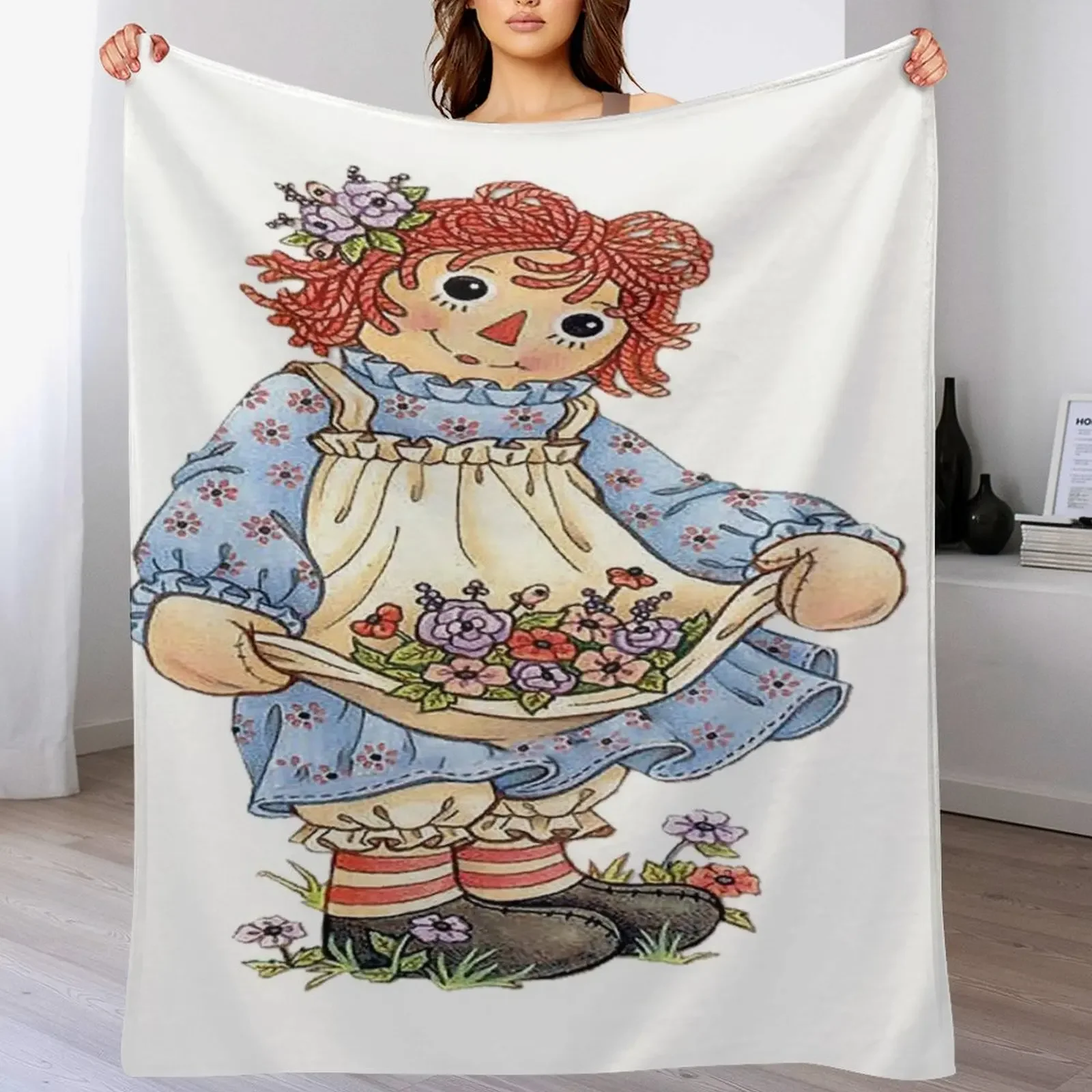 

Raggedy Ann And Raggedy Andy Throw Blanket Flannels Plush Retros Flannel Fabric Blankets