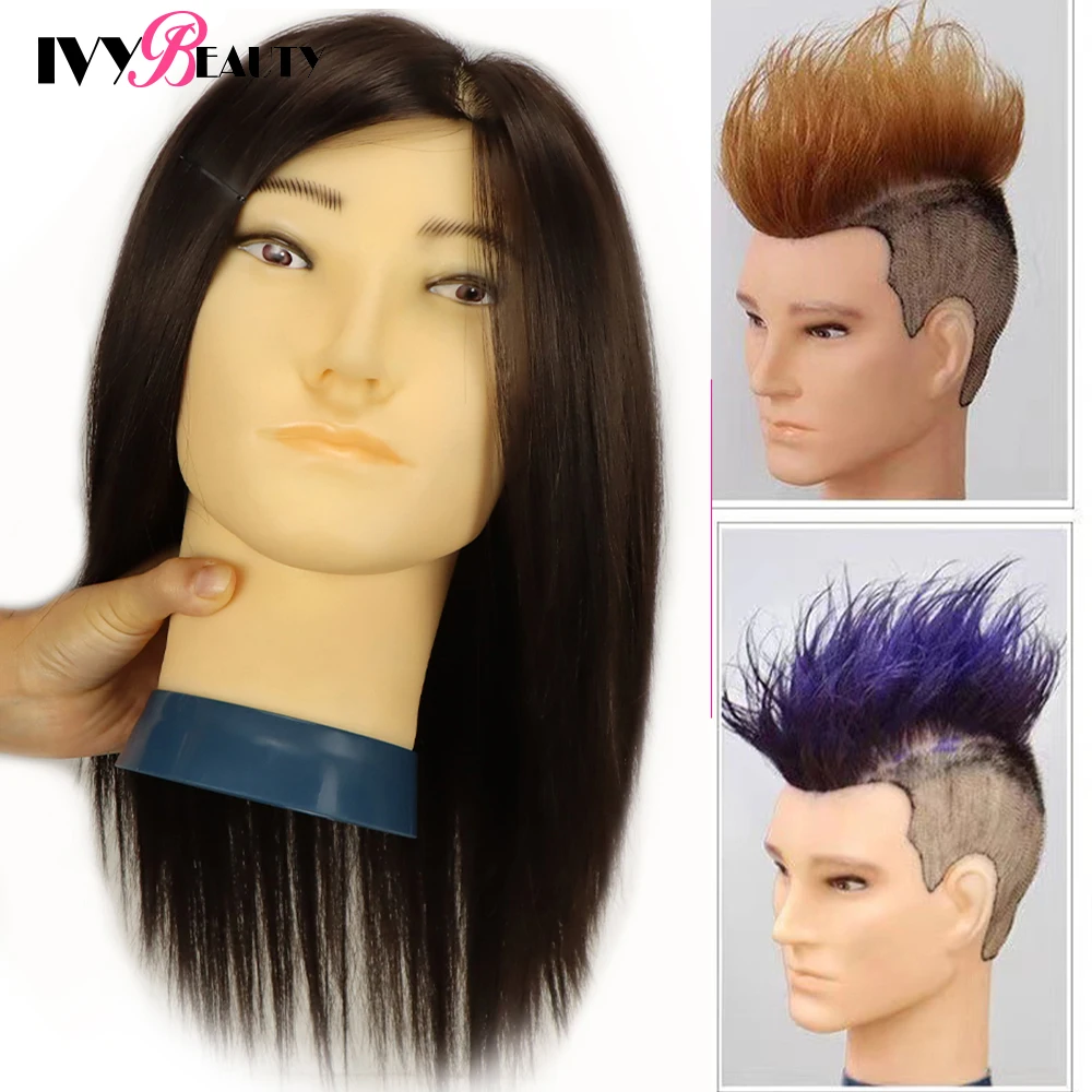 

Male Mannequin Head With Beard Synthetic Hair Maniquin Doll For Practice Hairdresser Cosmetology Training Head For Hair Styling