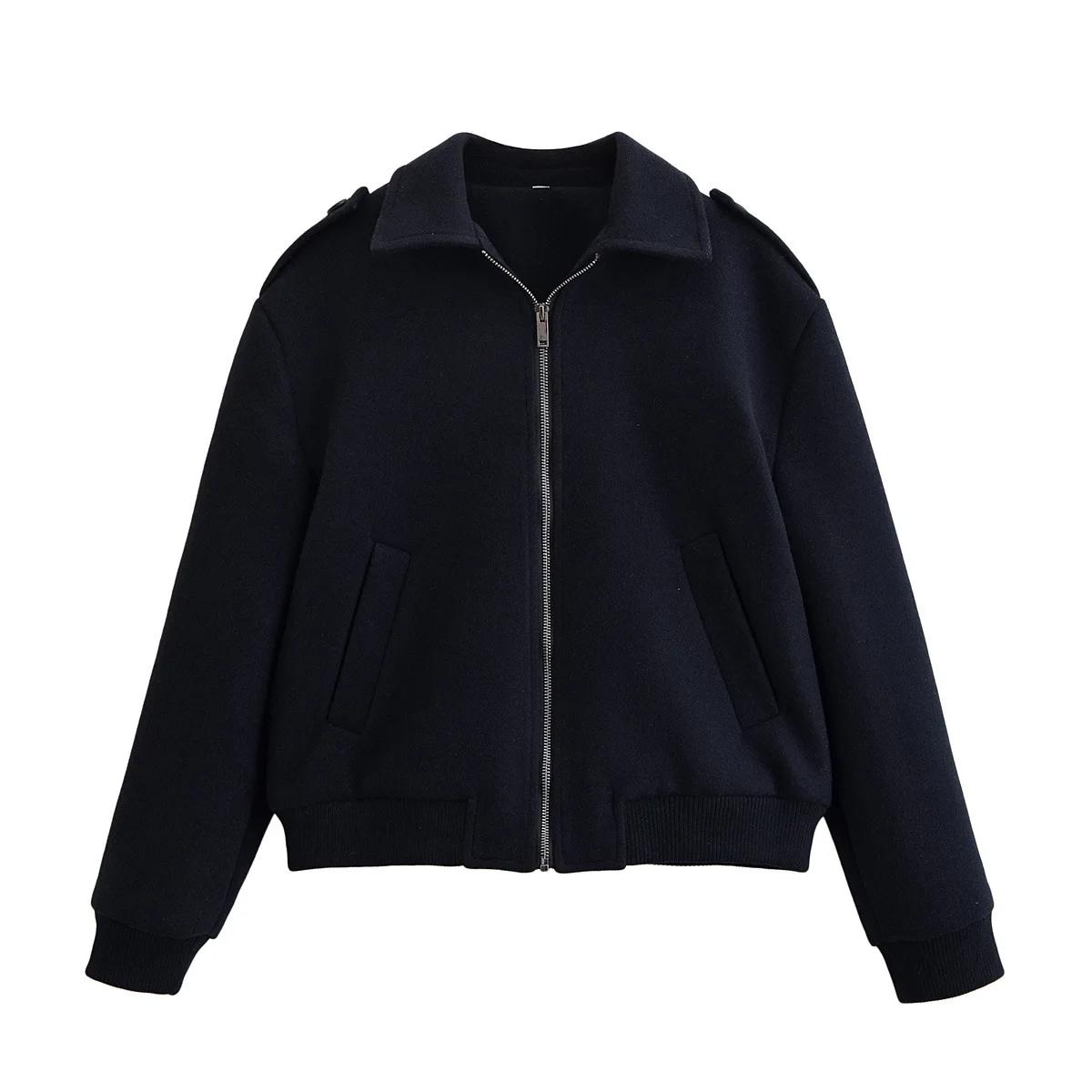 

2025 Autumn And Winter Fashion Navy Blue Women's Jacket Coat Commuter Style Fashion Versatile Daily Lapel Long Sleeve Jacket
