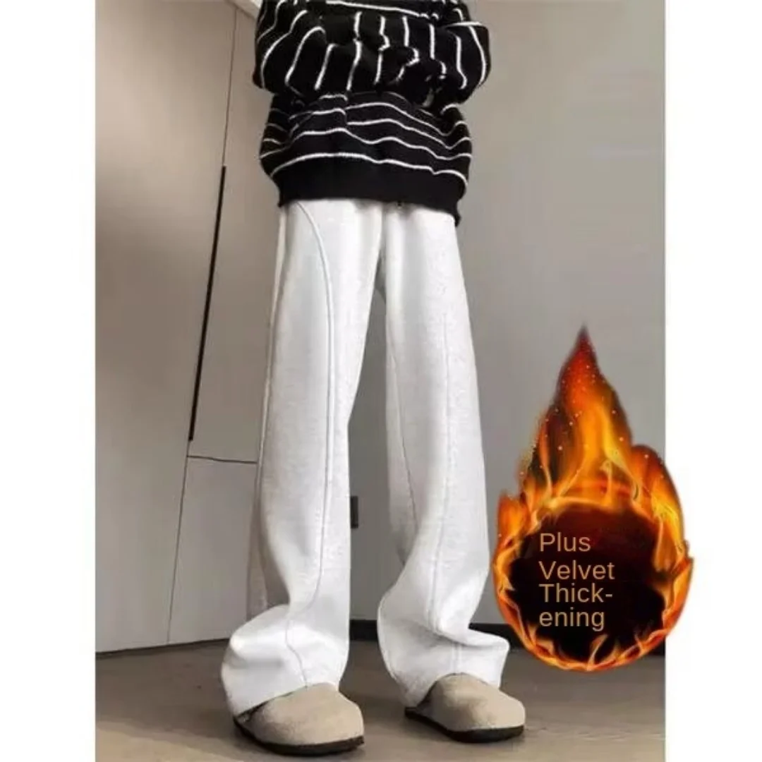 

Американские тяжелые мужские пушистые свободные прямые драпированные широкие брюки, модные брендовые крутые и шикарные повседневные брюки-ножи, новое поступление