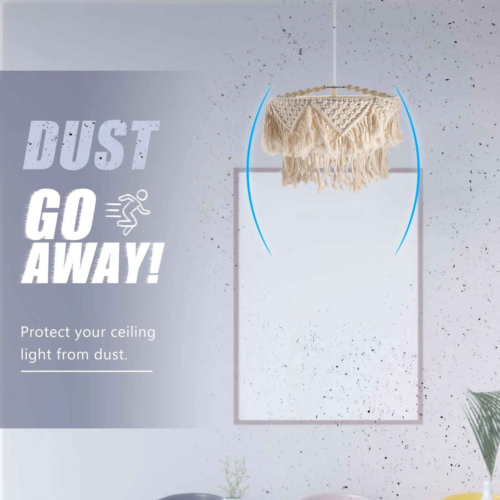 Bohemian Cotton Woven Macrame Lamp Shade Ceiling Hanging Pendant Light Cover Decorative Indoor Lighting Macrame Lamp Shade