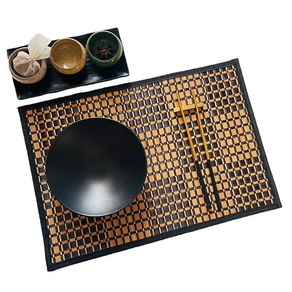 Odorless Bamboo Placemat Elegant Bamboo Woven Placemats for Parties Weddings Banquets Heat-resistant Dining Table Decor Mats