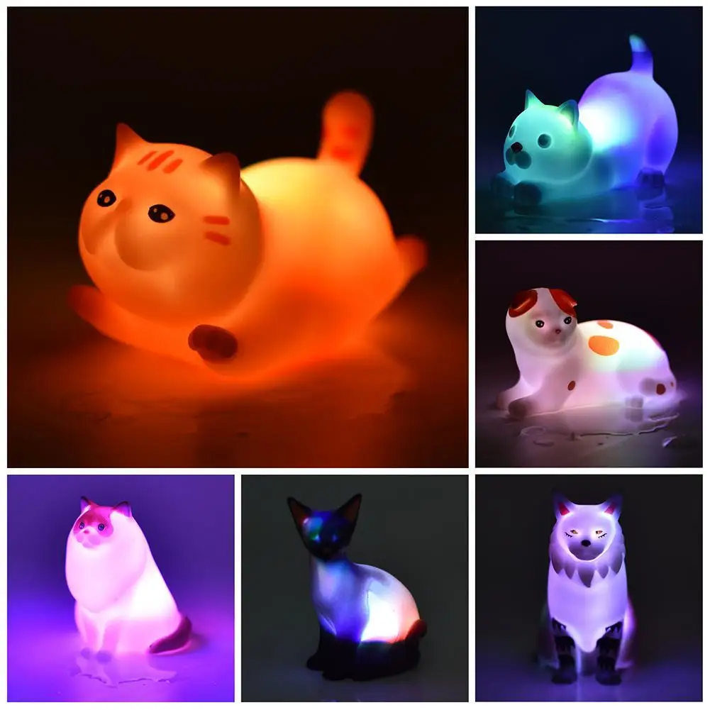 

Glowing Dinosaur Bath Toy Cartoon Cat Dog Farm Animal Vinyl Floating Bath Toy Baby Touch Sensory Bathroom Toy Fun Light Gift