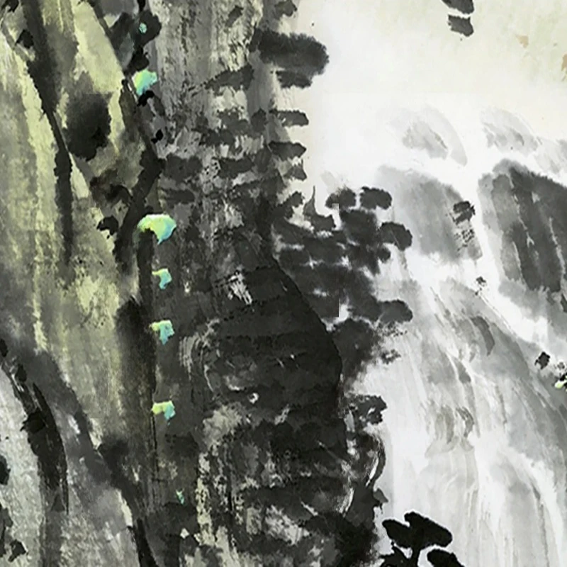 Chinese Style Home Decor Wallpaper Mountain Waterfall Landscape Sunset Decorative Wall Arts Prints for Living Room Office