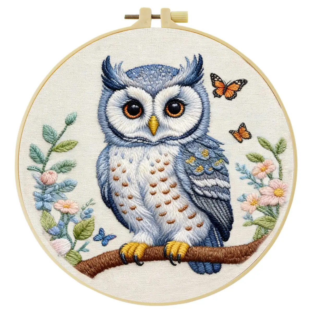 1 Stück 20X20CM/15X15CM 7,87/6,3 Zoll Eulen-Stickerei-Starter-Kit DIY-Kit DIY-Stickerei-Set für Anfänger – Detail 3