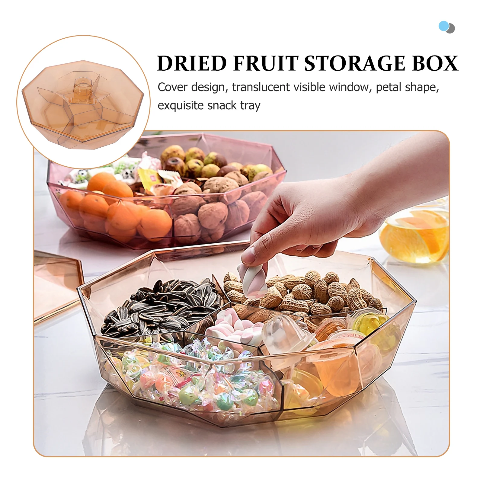 

Sturdy Pet Multi-Grid Food Storage Box Candy Nut Serving Tray Decorative Snack Container For Party Home Use Exquisite