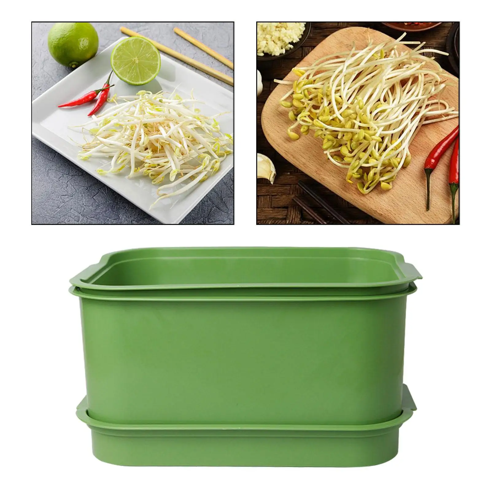 Bean Sprouts Sprouting Tray Set Three Layers Multipurpose Sturdy Saving Space Sprouting Tray Germination Plate Storage Tray