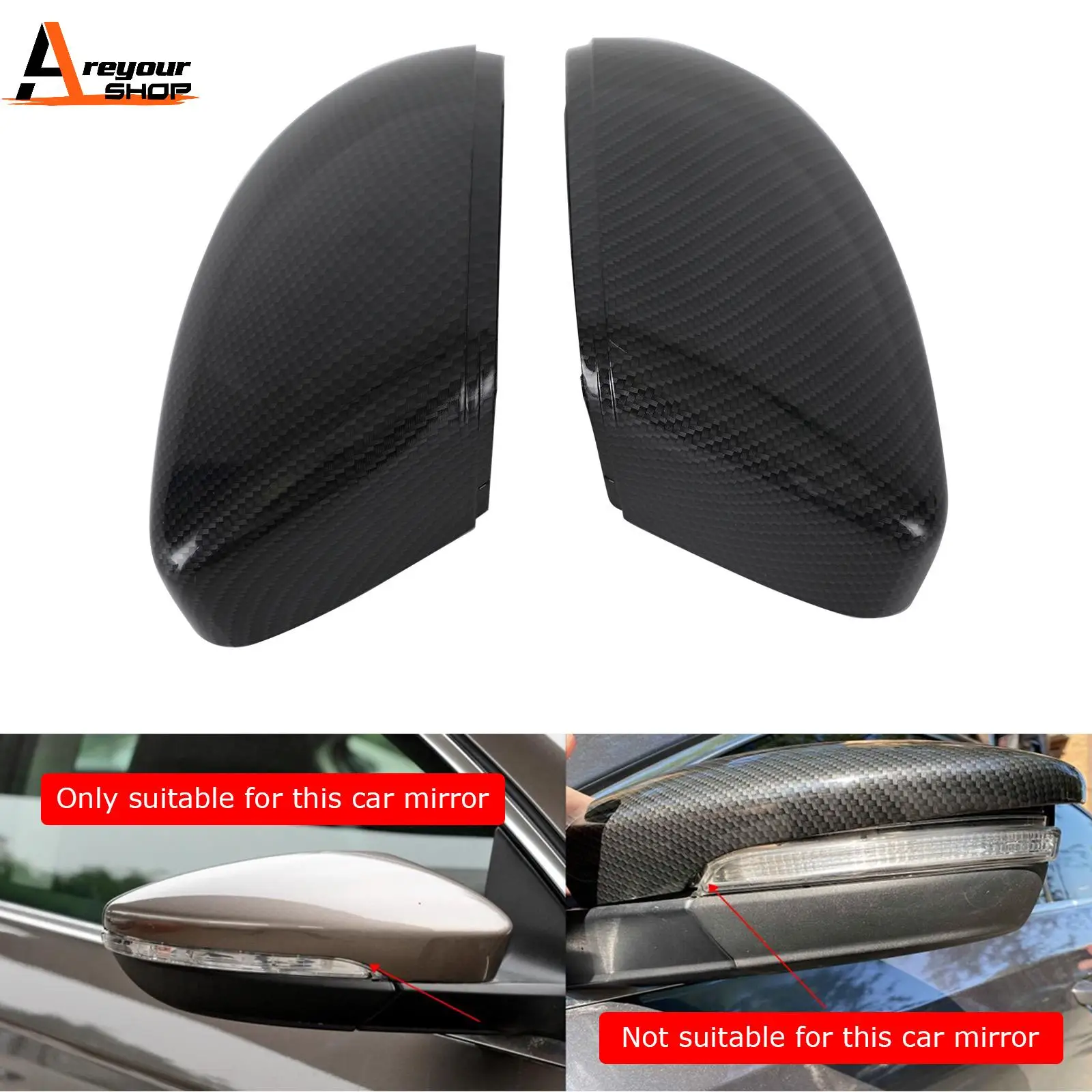 Areyourshop Rear View Wing Mirror Covers Caps For Beetle CC Eos For Passat For Jetta For Scirocco 3C8857537 3C8857538 Car Parts