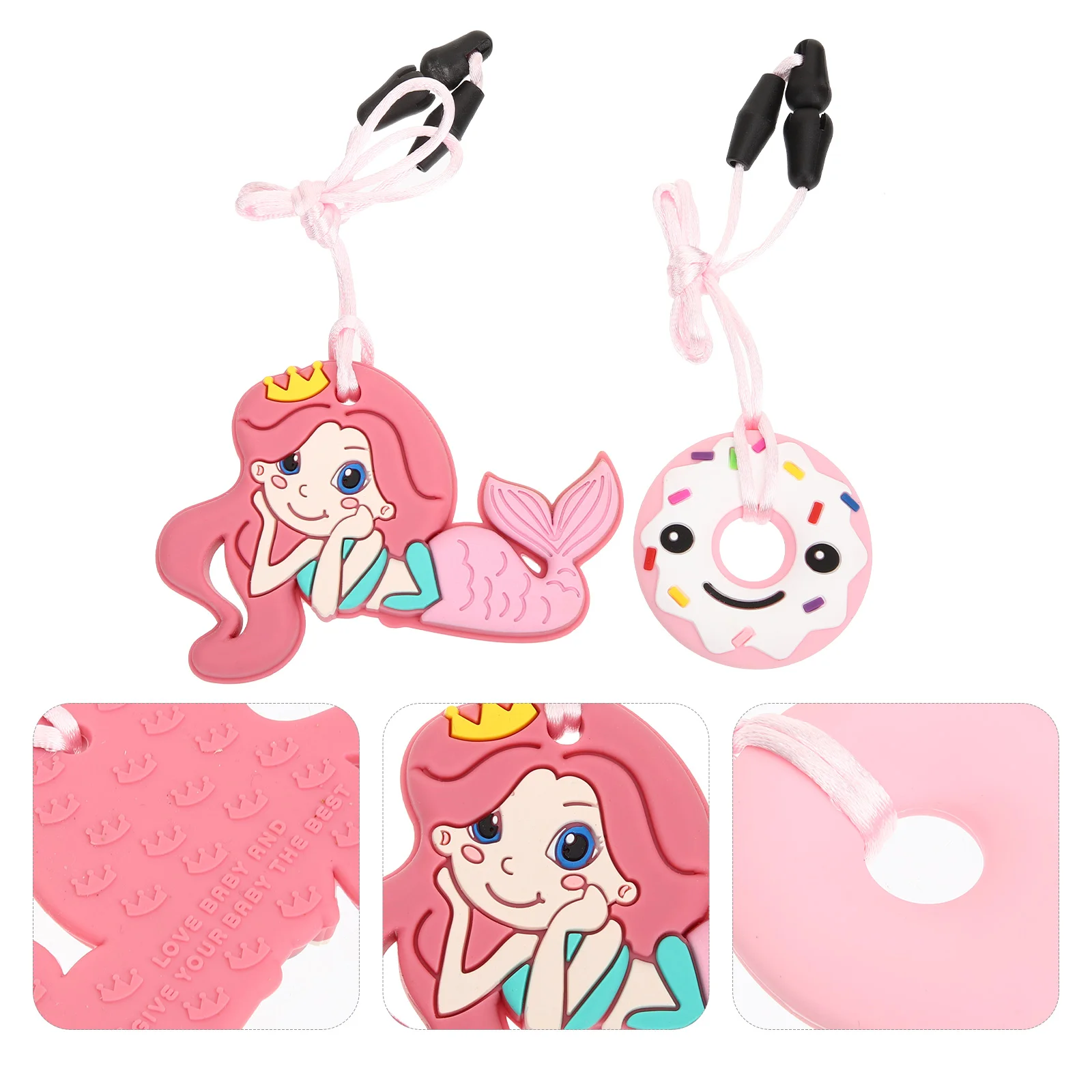 2 Pcs Chew Toys Silicone Teething Kids Sensory Necklace for Babies Teether Chewy