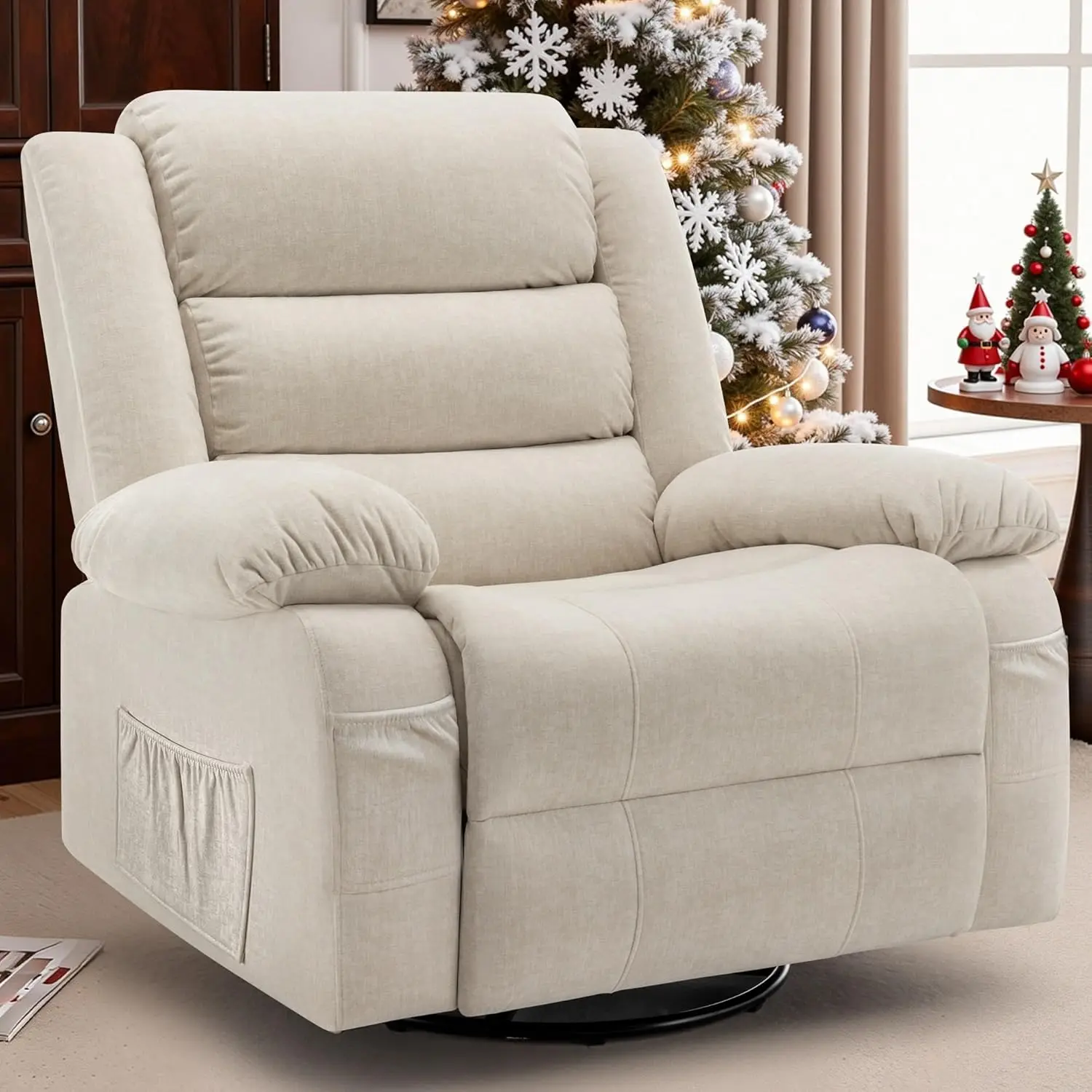 Recliner Chair, Wide Rocker Chair, Rocking Chair with Massage and Heat,360°Swivel Nursery Rocking Chairs, Oversized Recliner