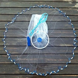 Finefish USA Style Cast Net Outdoor Fly Hand Throw Catch Fish Network Monofilament With Ring 1.5cm Small Mesh