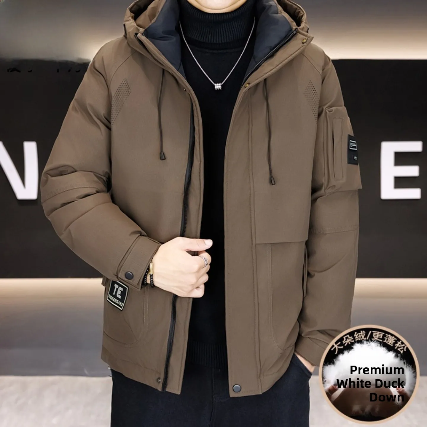 Pierre Cardin Piumino invernale da uomo Jaet Abbigliamento da lavoro con cappuccio Antivento Capispalla caldo Versatile Ci Casual Sle Zipper...