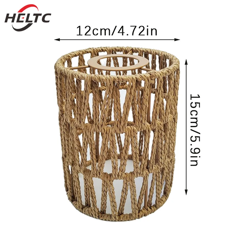 Imagem -06 - Estilo Boêmio Handwoven Lâmpada do Teto Abajur Tecido Abajur de Rattan Decoração de Casa 12x15cm Lâmpada Pingente Sombra 1pc