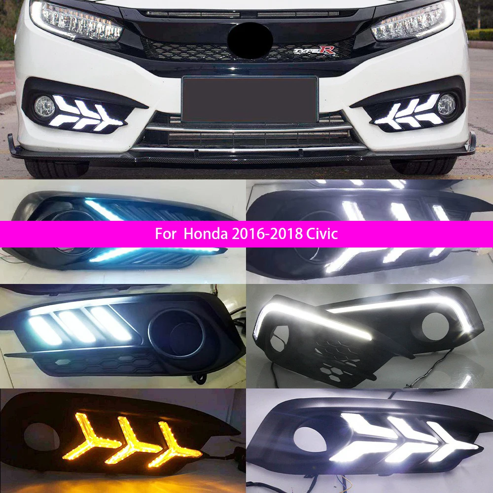 

Для Honda Civic X 2016-2018 гг. | Светодиодные противотуманные фары DRL с последовательными указателями поворота | Седан и хэтчбек 10-го поколения