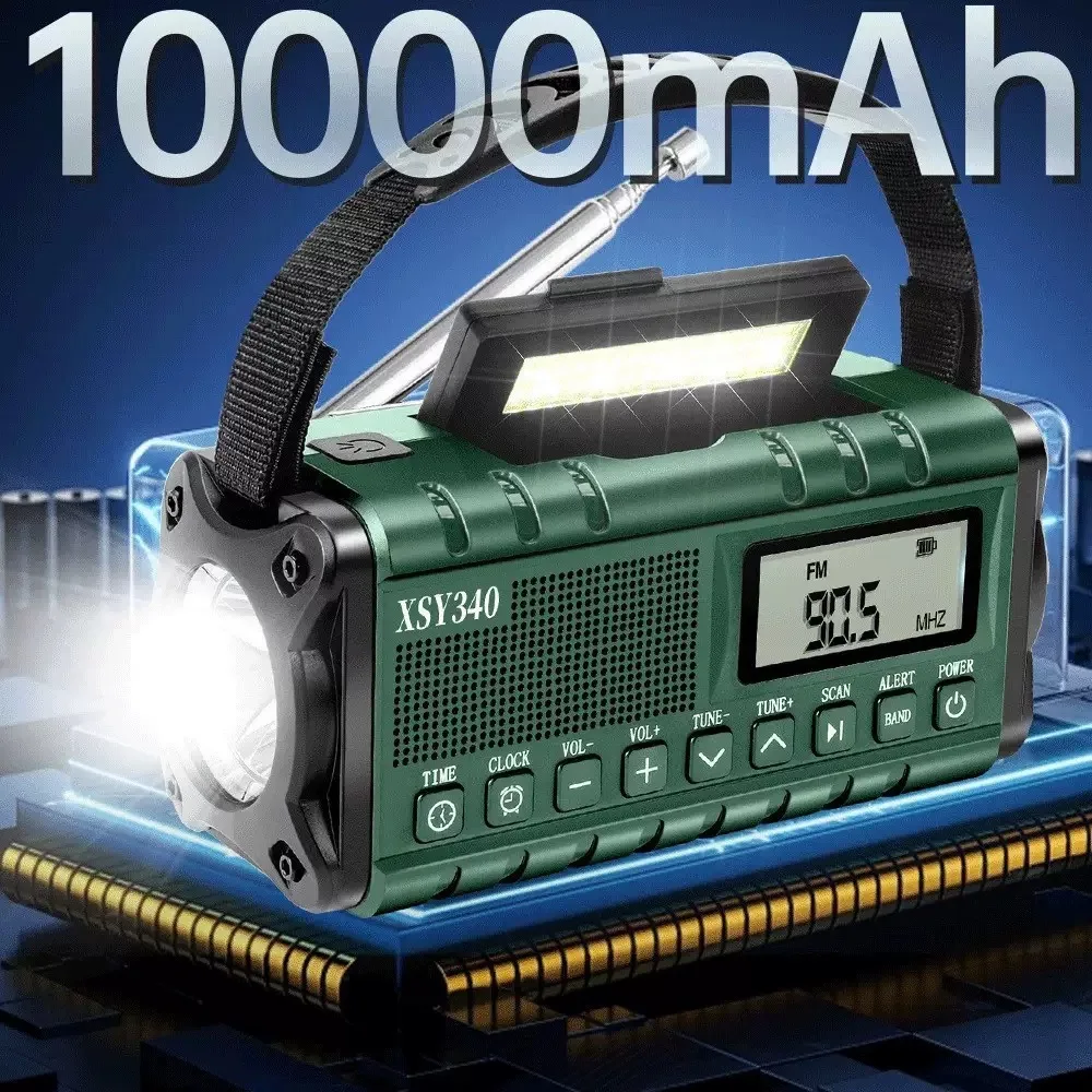 

Emergency Disaster Prevention Radio Strong Flashlight Multifunctional Hand-cranked Solar Radio SOS Outdoor Mobile Phone Charging