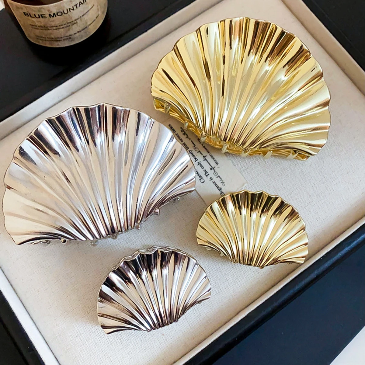 Light luxury shell type environmentally friendly alloy grab clip, back of the head pan hairpin, fashion horsetail shark clip