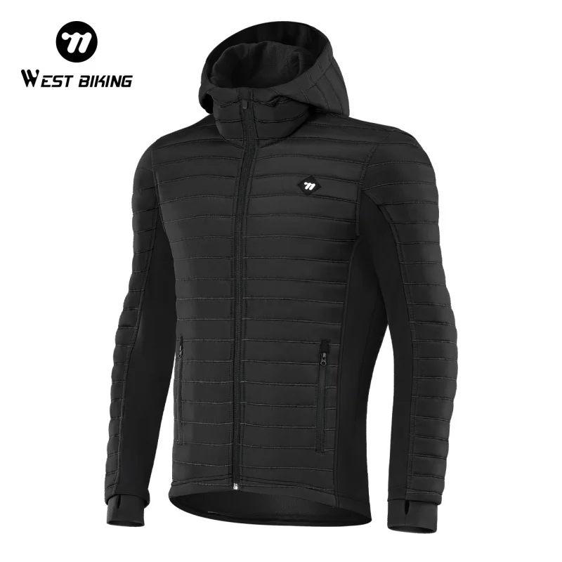 

WEST BIKING Autumn Winter Cycling Windproof Jacket Reflective Hooded Multi Pocket Windbreaker Cotton Lining Thermal Sport Gear