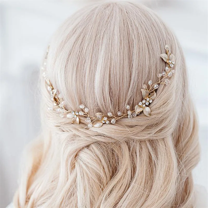 Pearl Leaf Comb Headband Hair Accessories For Women Tiara Headband Wedding Accessories Headband on the head