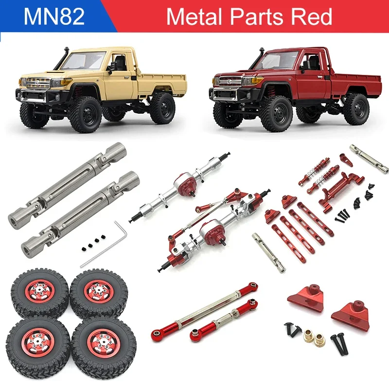 MN MN82 LC79 RC Car Parts Shock Absorber Metal Red Drive Shaft Axle Gear Steering Gear Wheel MN82 LC79 Modification Parts