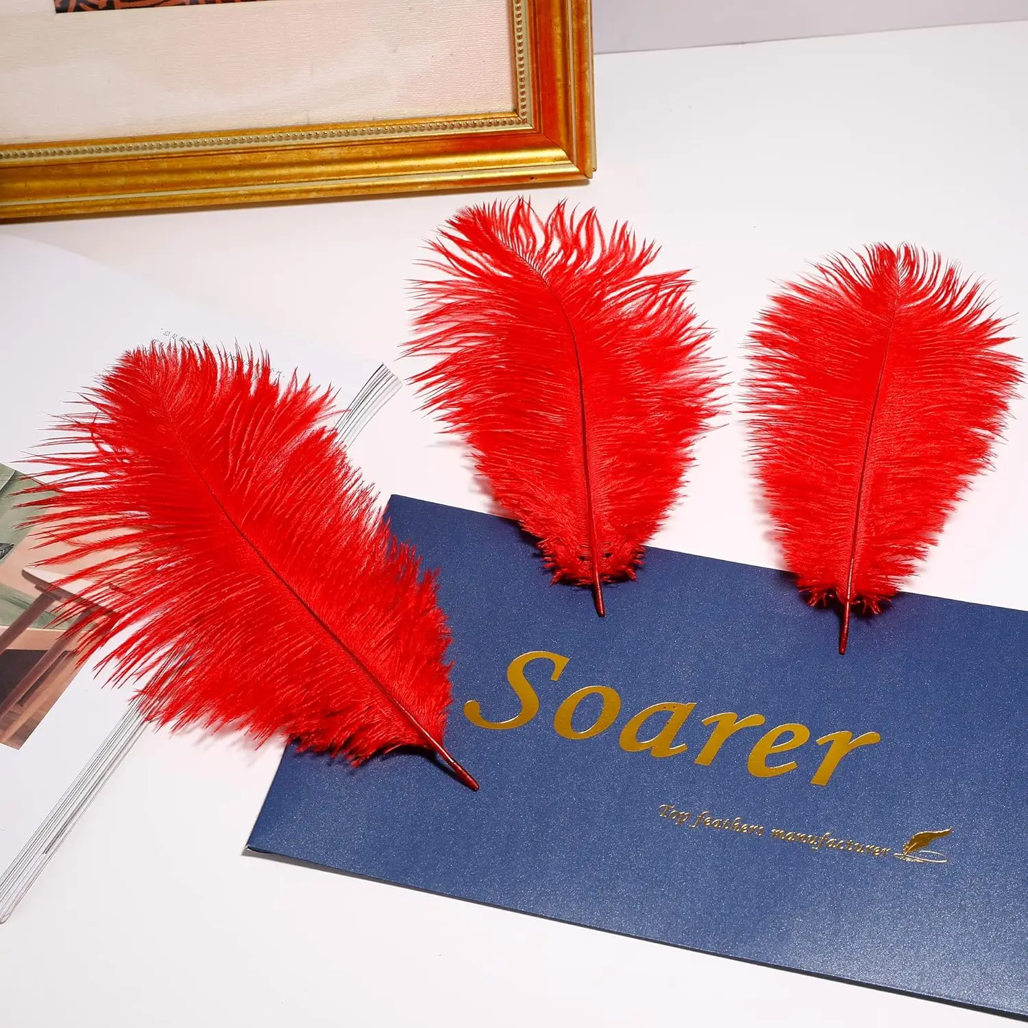 10Pcs/Lot Natural Red Ostrich Feather 15‑40cm Fluffy Plumes For Table Vase Arrangement Wedding Carnival Stage Party Ornament