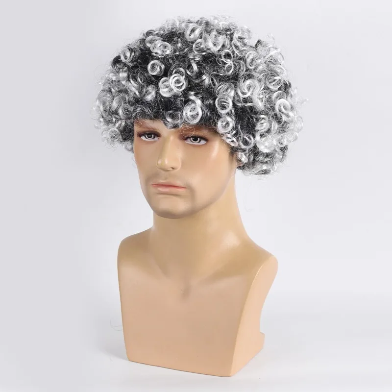 Man Elf Short Curly Hair Halloween Masquerade Cosplay 1970s Disco Short Hair Adult Party Headwear Gradient Synthesis Wig Cover