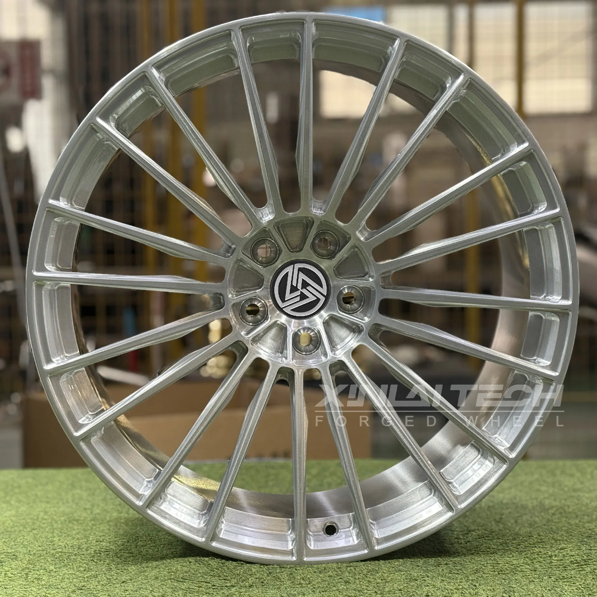 Silver Brushed Multi-spoke Concave Monoblock Forged Wheels 17 18 19 20 21 22 23 Inch 5x112 5x114.3 5x120 PCD Car Alloy Rims