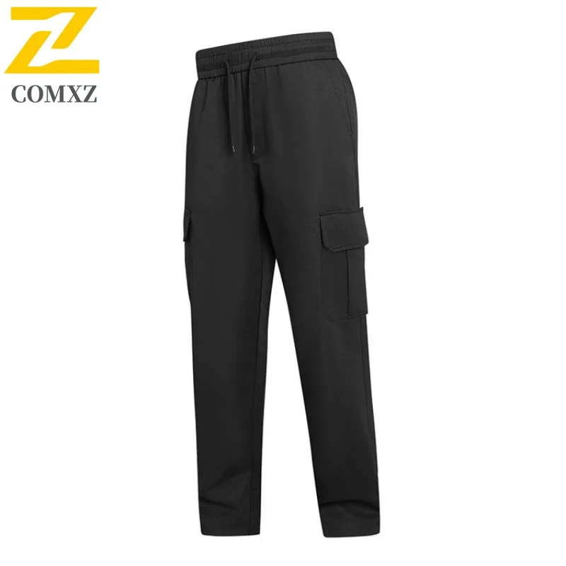 COMXZ Urban Fashion Pants Men Spring Autumn Casual Loose Large Pocket Cargo Pants Hiking Hunting Fishing Ice Silk Trousers Man